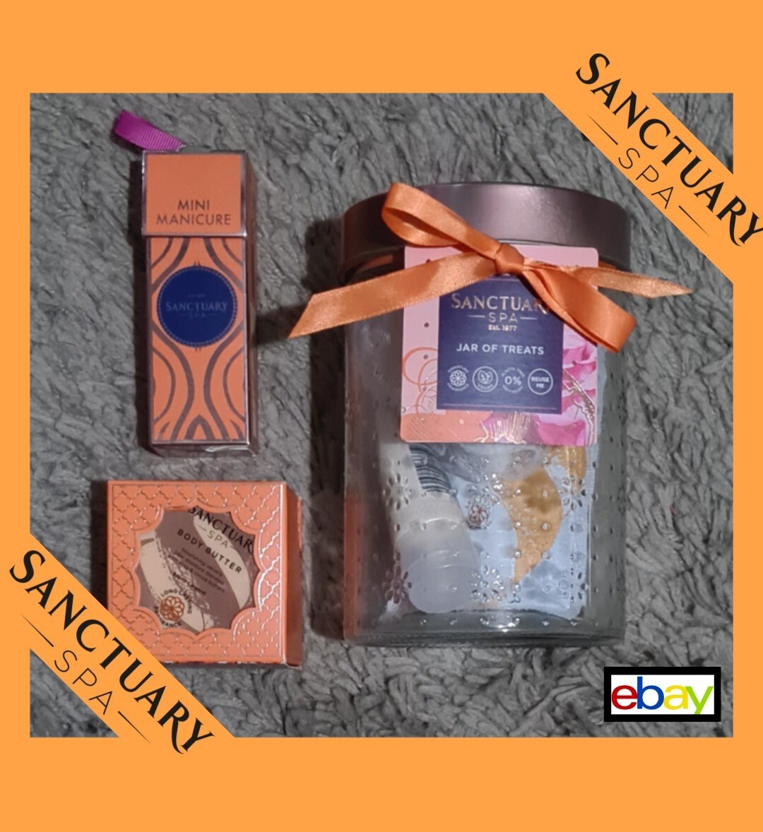 ❤️SANCTUARY SPA GIFT BUNDLE: JAR OF TREATS/MINI MANICURE SET/BODY BUTTER  NEW❤️