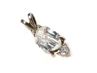Pendentif Argent 925 Avec Cristal Et Oxyde - Comme Neuf - Longueur 1.5 Cm