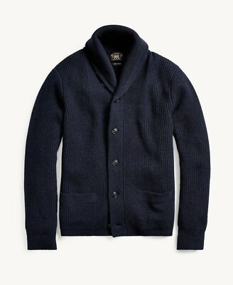 RRL Ralph Lauren 1930's 100% Cashmere Navy Blue Shawl RRL Ralph Lauren 1930's 100% Cashmere Navy Blue Shawl