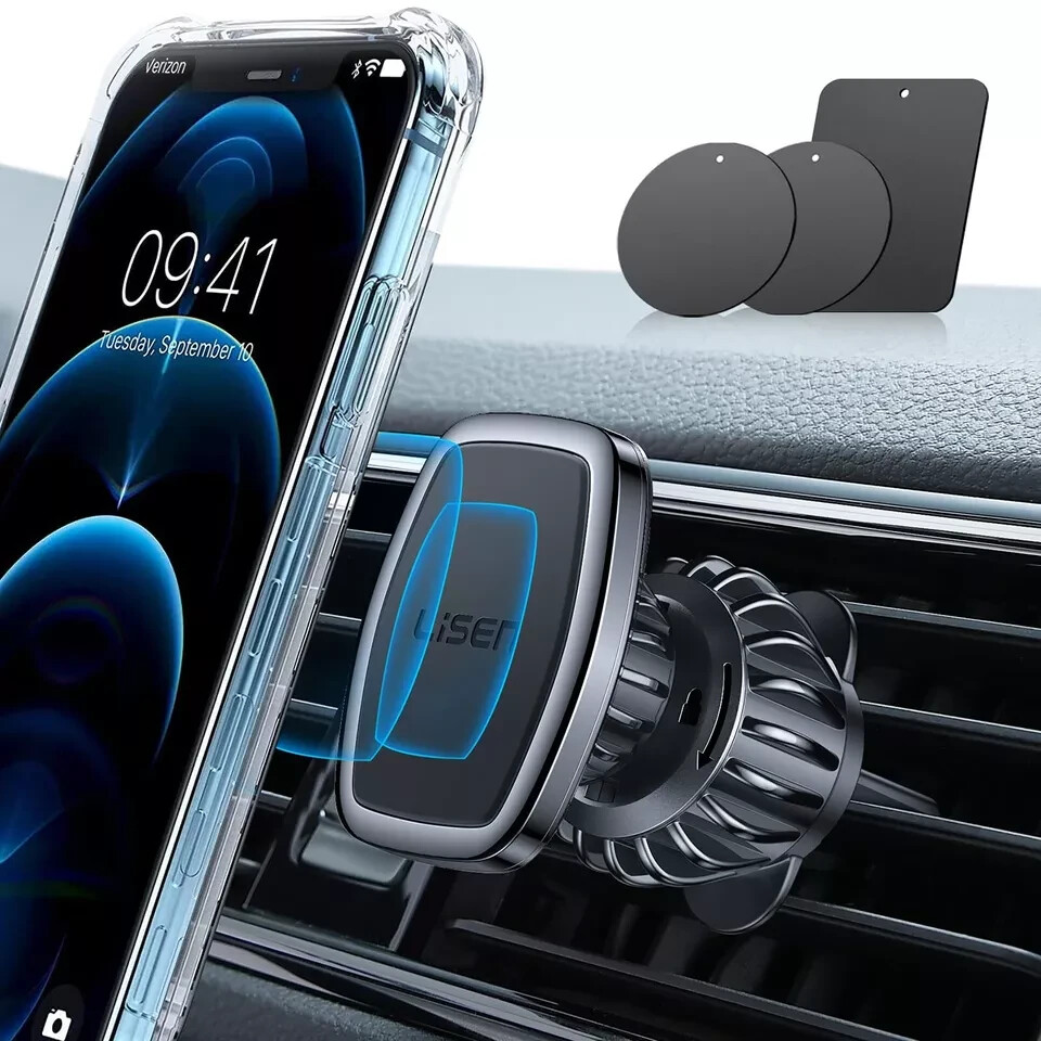 LISEN Upgraded Magnetic Car Phone Mount with Secure Clamp