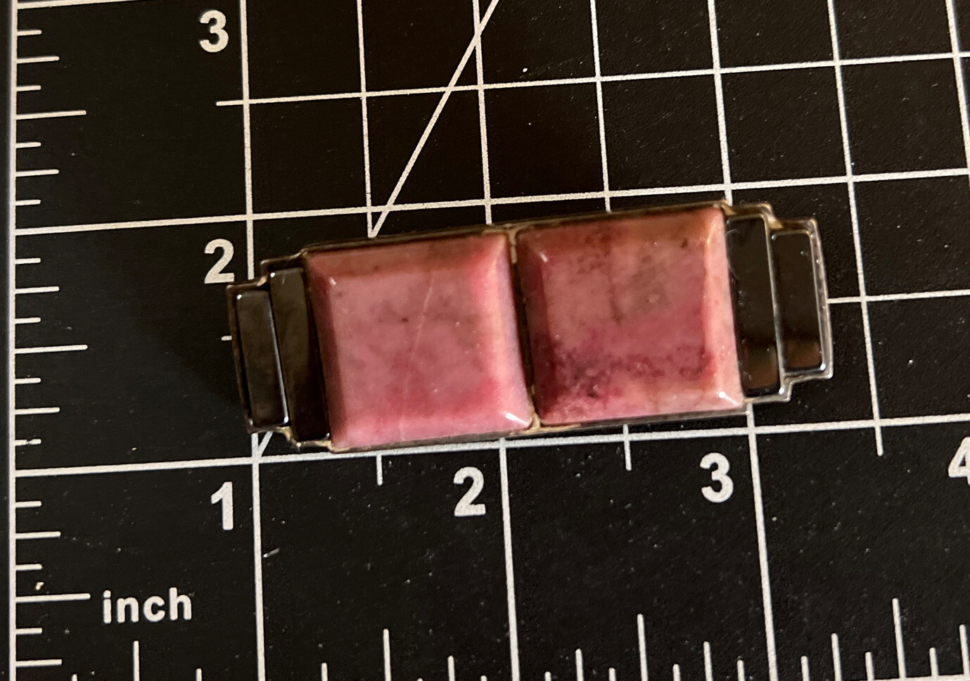 Vintage Sterling Silver Rectangular Hematite Pink… - image 4