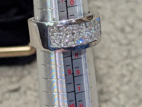14K WHITE GOLD 0.5-0.6 SQ. CUTT REAL DIAMONDS( 30) PANORAMIC MEN'S RING - Picture 4 of 9
