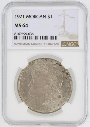 1921  Morgan Dollar NGC MS64 Philadelphia Minted Silver Dollar No Reserve