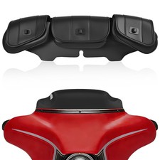 Black 6 Motorcycle Windshield and 3 Pocket Batwing Fairing Windshield Bag Wi...