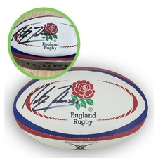 Martin Johnson Signed England Rugby Ball. Damaged D