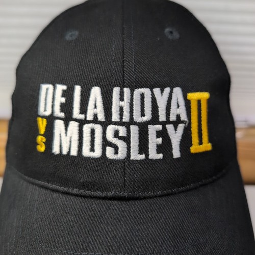 Casquette de boxe vintage Oscar De La Hoya vs Shane Mosley II neuve sans étiquette combat promo noir - Photo 4/15
