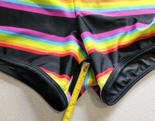 Torrid Rainbow Stripe Pride Dolphin Hem Swim Suit Bottoms Shorts Size 0 L 12-14 - Picture 6 of 7