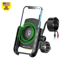 2 IN 1 360  Motorcycle Phone Mount Wireless  USB C Dual Fast Charger Mount B