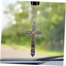 Cross Car Pendant, 2D Flat Acrylic Car Rear View Mirror Charm Decoration,