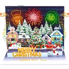 Lemicin Music Christmas Cards with Light Wish You a Merry Christmas 3D Pop Ou...