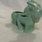 Early 1940s donkey planter by McCoy. Art Deco in blue.