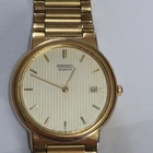 Vintage Seiko 5Y39 -7140 men`s quartz watch gold tone bracelet case size 35mm