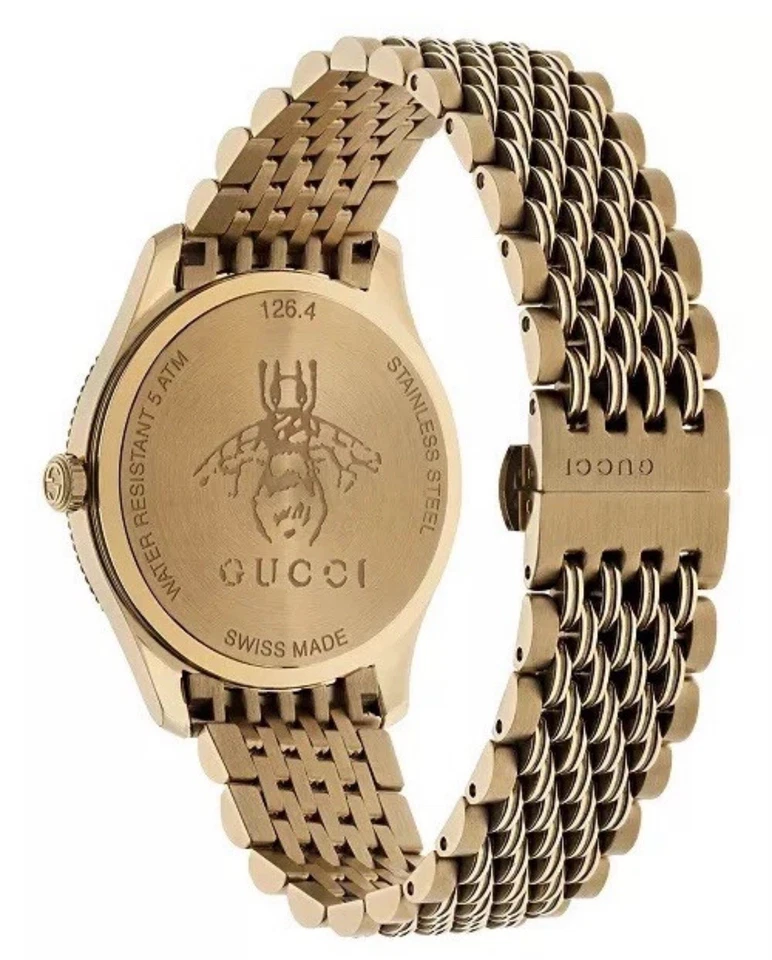 GUCCI G-TIMELESS 36MM GOLD PVD SILVER DIAL SLIM UNISEX WATCH YA1264155 - Image 3 of 3