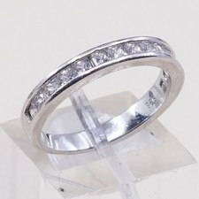Sz 6.25, Vtg Sterling silver ring, 925 silver statement band w/ cz