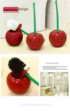Creative Toilet Brush Holder Set Cherry Shape Standing WC Cleaning Bathroom