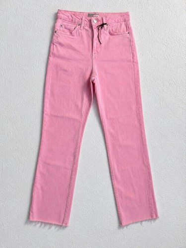 Top Shop Moto Womens Jeans Size 25 Pink Straight Distressed Hem NWT