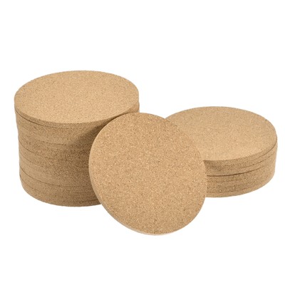 90mm(3.54'') Round Coasters 4mm Thick Cork Cup Mat Pad for Tableware 24pcs