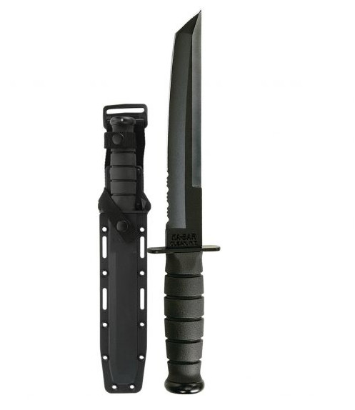 KA-BAR Tanto Fixed Blade Knife, 8", Black - 1245