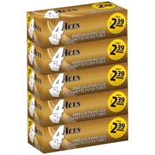 4 Aces Tubes - Light King Size Cigarette Filter Tubes - 200 Each, 1000 Total!