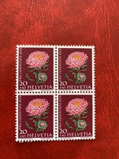 timbres suisse helvetia pro juventute fleurs 20+10 bloc de 4 non oblitéré