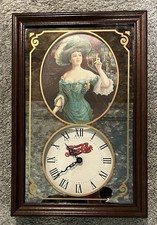 Vintage Pepsi-Cola Wall Clock Wood Frame Roman Numerals Works Perfect Fast Ship