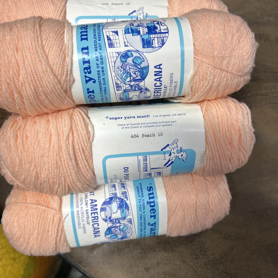 Super Yarn Mart DuPont Americana 404 Peach 10 Acrylic  2oz Vintage Lot 7 - Image 2 of 4