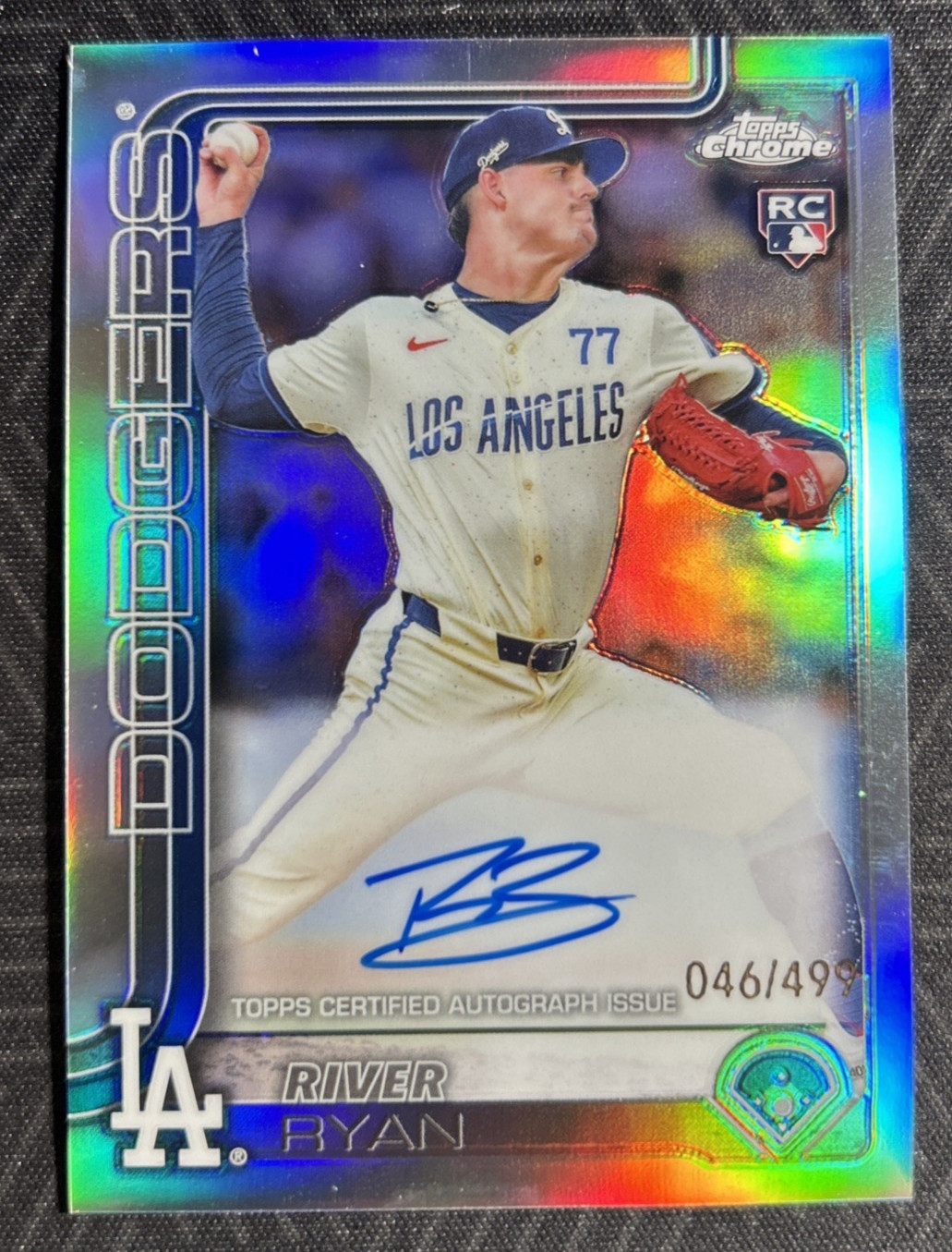 River Ryan #RA-RR (RC) 2025 Topps Chrome Rookie Auto Refractor #046/499 Dodgers