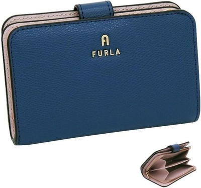 [Furla] Camelia Compact Wallet M INDIGO+COROLLA int. Blue+Pink Camelia Bi-fold