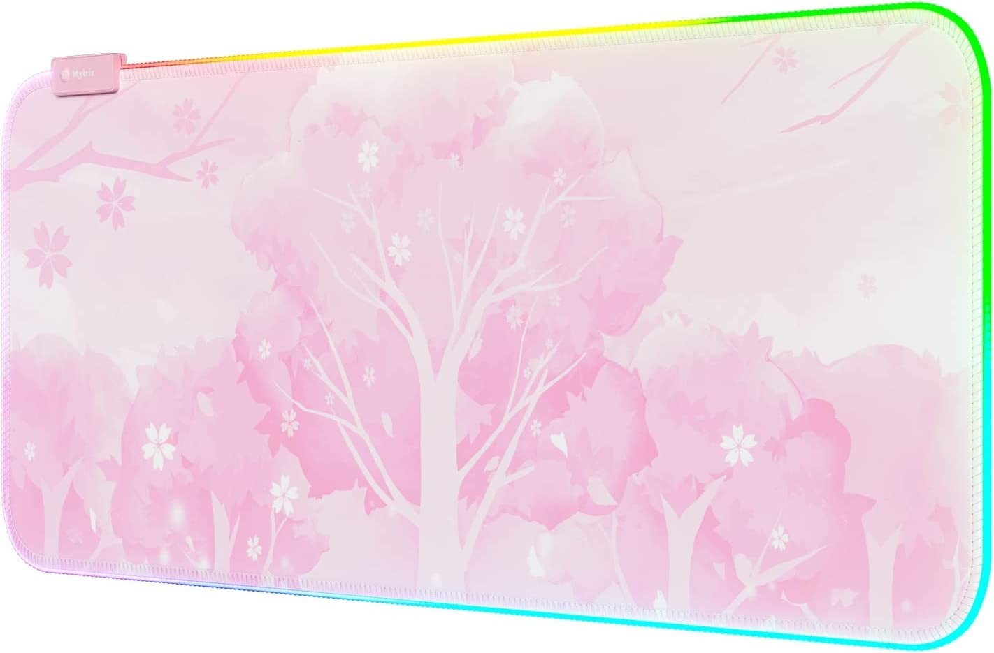 Tapis de souris rose RGB grand format pour bureau gaming chaleureux