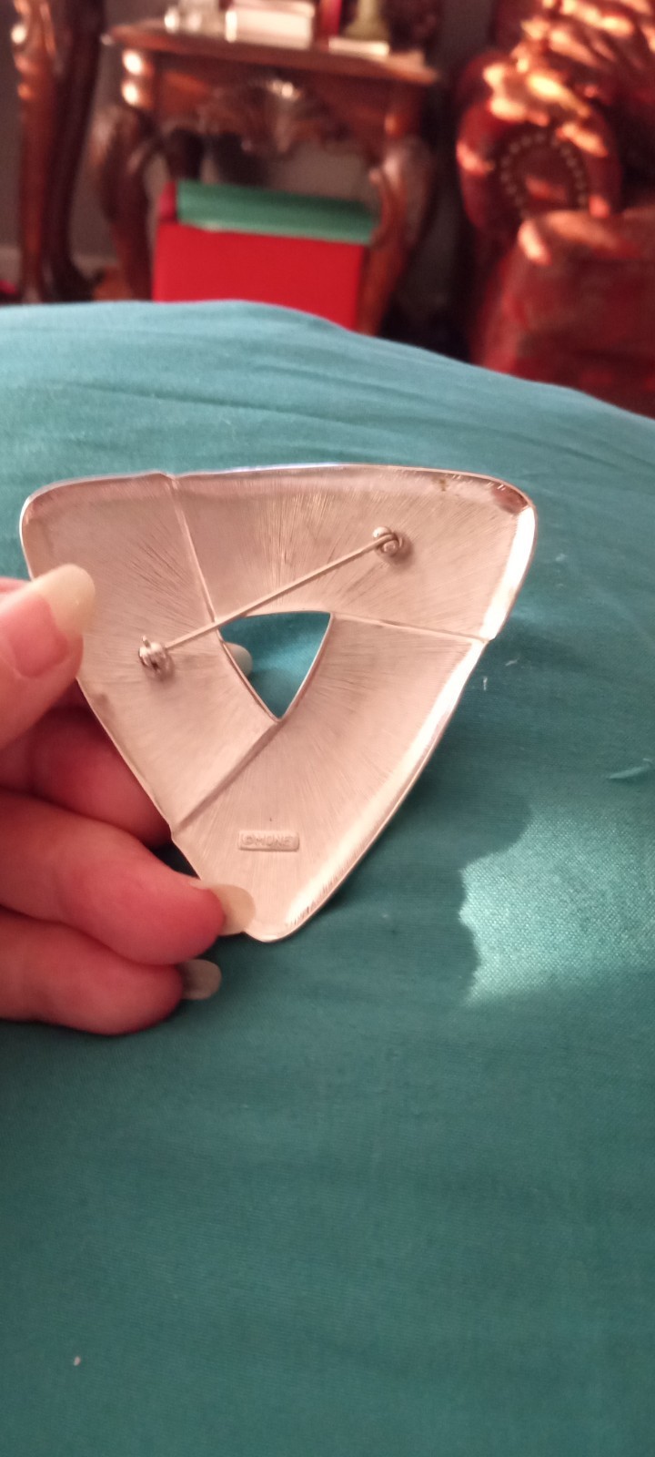 Monet Silver color Triangular shape Brooch. 2 1/2… - image 3