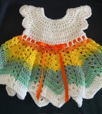 Handmade Crochet Baby Dress 0-3 months 