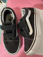 Vans Old Skool V Kids Size 1 Black White, Hook/loop, Kids Shoes G2