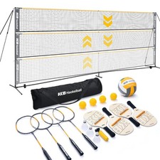 Badminton Volleyball Pickleball Net Set, 22FT Portable All-in-One Nets System...