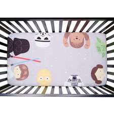 Lambs Ivy Star Wars Galaxy Cotton Fitted Crib Sheet - Yoda/Darth Vader/R2D2