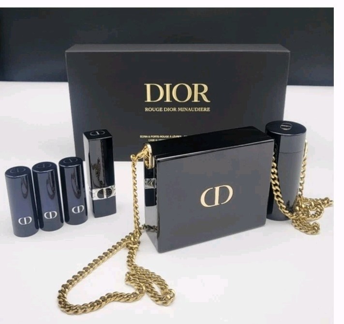 DIOR ROUGE DIOR MINAUDIERE Lipstick set and Clutch (NIB) | eBay