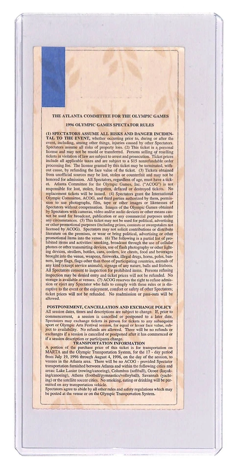 1996 ATLANTA OLYMPICS ticket stub BASKETBALL 8/3/1996 USA DREAM TEAM WIN GOLD - Image 2 of 2