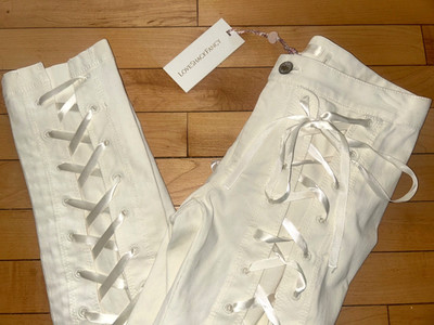 $425 NEW! NWT LoveShackFancy Lace-Up Doro Pant in Cream Size 24