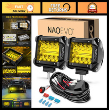 4 Inch Yellow Led Pod Fog Lights With 2-lead Wiring Harness For Off-road Use