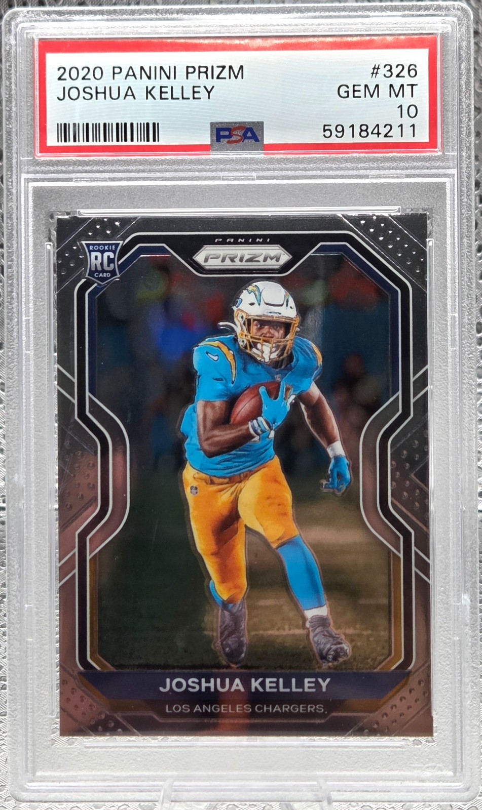 2020 Prizm ~ JOSHUA KELLEY Rookie RC Football Card PSA 10 GEM MINT view 1