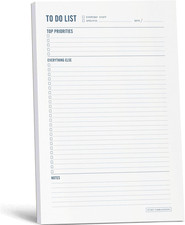Daily Task Planner Notepad - 50 Sheets for Work  School Productivity