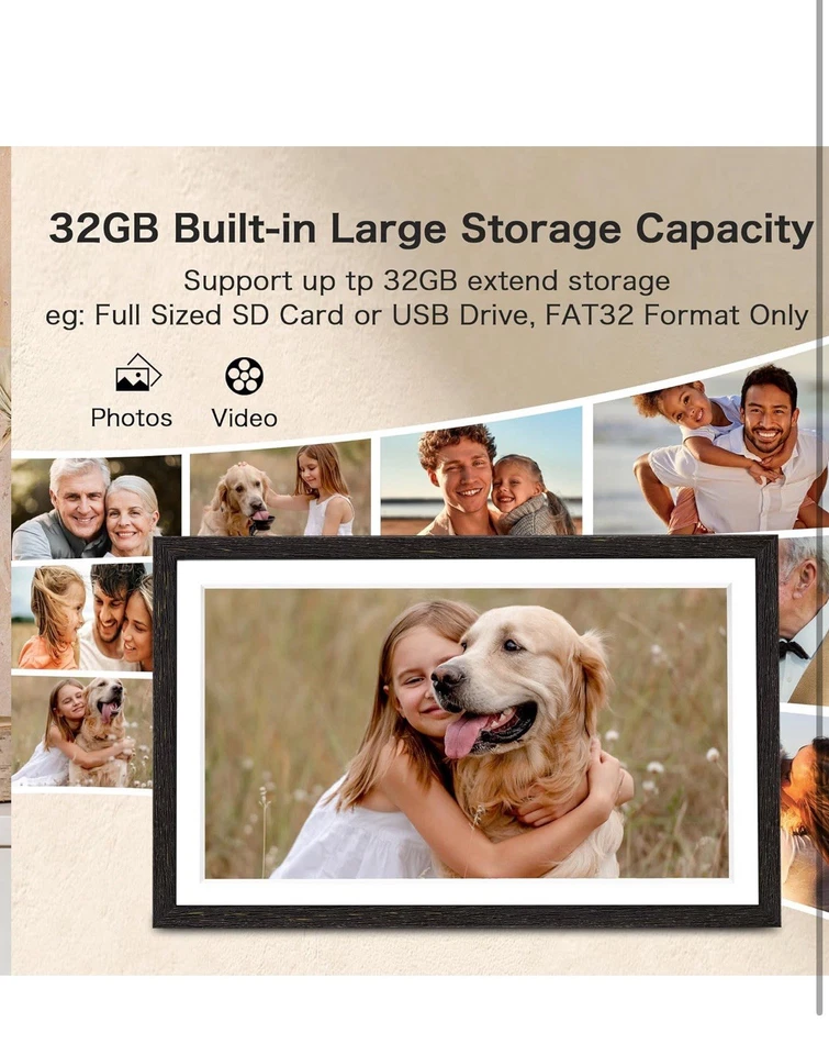 Black Woodgrain 15.6 In Frameo Digital Photo Frame Built WiFi 1080 FHD - Image 3 of 4