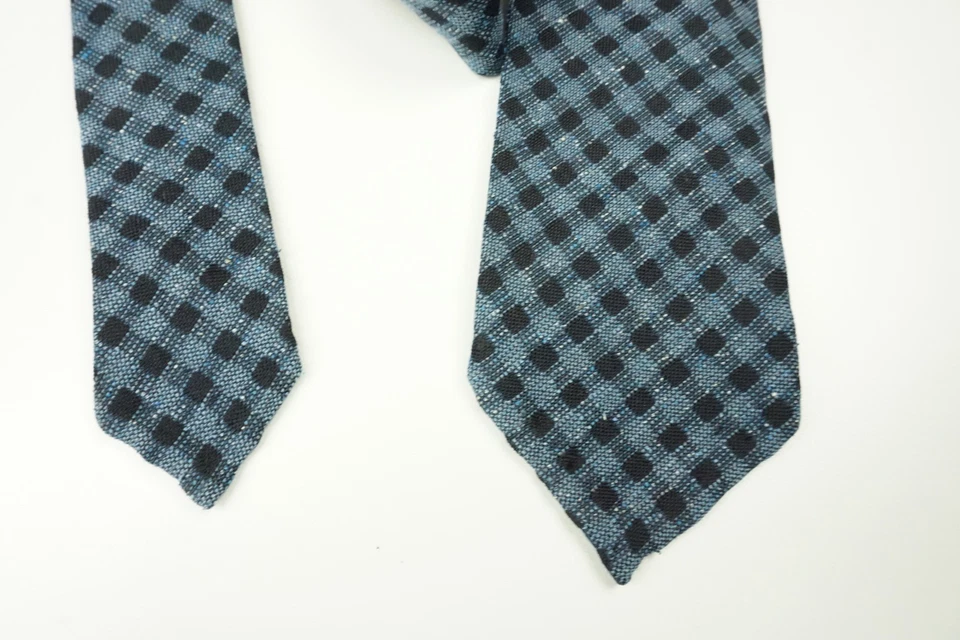 Corbata Cesare Attolini Azul Océano Medianoche Tela Escocesa Mezcla Lana TOTALMENTE NUEVA Foto 3 de 4