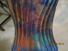 Glass Art Vase Signed Blue Gold Green Red — photo 4