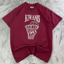 Vintage 90s Kiwanis Basketball 12 T Shirt USA Made Oneita Single Stitch M Red