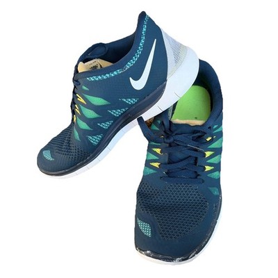 NIKE FREE 5.0 Running Shoes Sneakers Navy Blue Green Neon Men Shoes 642198-301