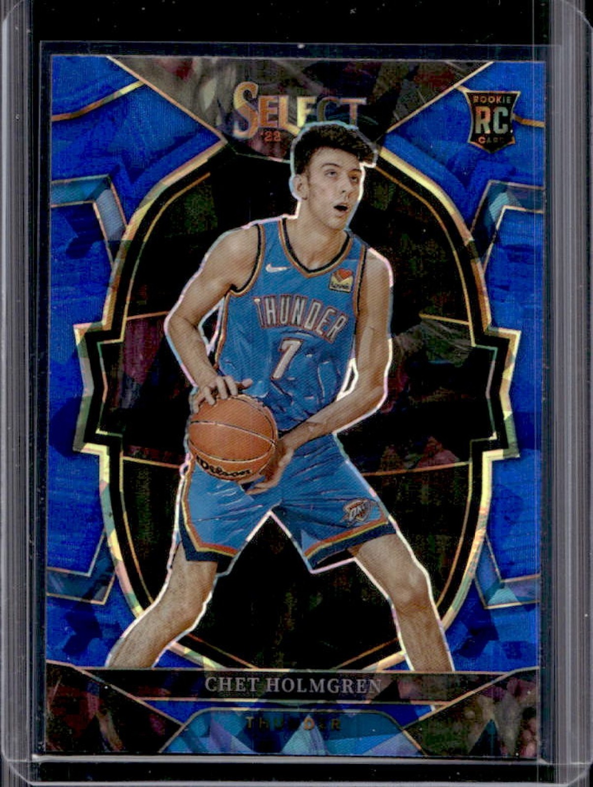 2022-23 Panini Select Chet Holmgren RC Blue Cracked Ice Prizm Concourse #83