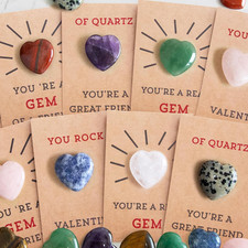 Valentines Day Gifts for Kids - 24 Pack Valentines Cards with Heart-Shape Gems -