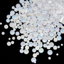 51G White AB Half round Pearls for Crafting 4Mm 5Mm 6Mm 8Mm 10Mm Mix Sizes Flatb