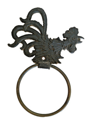 Vintage Cast Iron Rooster Door Knocker / Kitchen Towel Holder