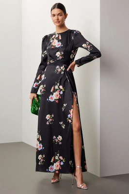 Leena for Mac Duggal Floral Faux Wrap Gown Size 4